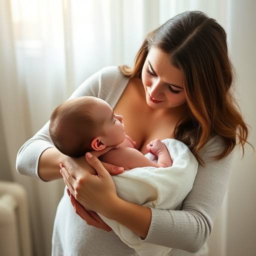 Foto de Ana Clara com seu bebê recém-nascido